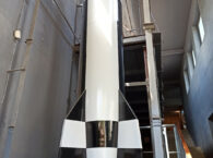 Makieta Niemieckiej rakiety V-2 z II Wojny Światowej w Mamerkach.