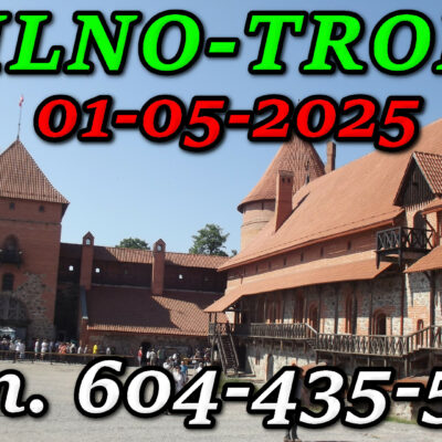 Dziedziniec zamku w Trokach na Litwie. Troki. Zamek Wielkich Książąt Litewskich. Wycieczka do Wilna i Trok 01-05-2025