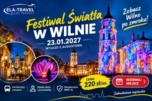 Festiwal Świateł w Wilnie 23-01-2026 na starówce Wileńskiej. Plac Katedralny w Wilnie. 